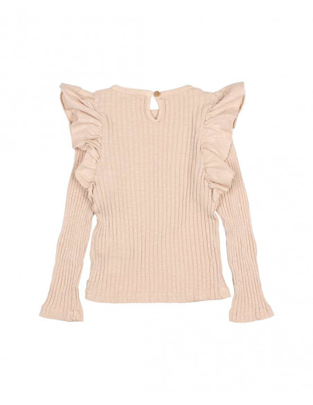 CAMISETA ALGODÓN ORGÁNICO NIÑA GIRLY T-SHIRT - MACADAMIA