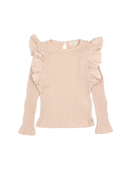 CAMISETA ALGODÓN ORGÁNICO NIÑA GIRLY T-SHIRT - MACADAMIA