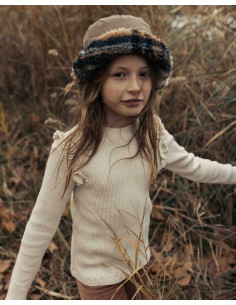 CAMISETA ALGODÓN NIÑA SOFT RIB RUFFLE T-SHIRT - ECRU