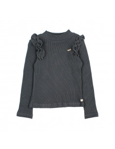 CAMISETA ALGODÓN NIÑA SOFT RIB RUFFLE T-SHIRT - FOREST