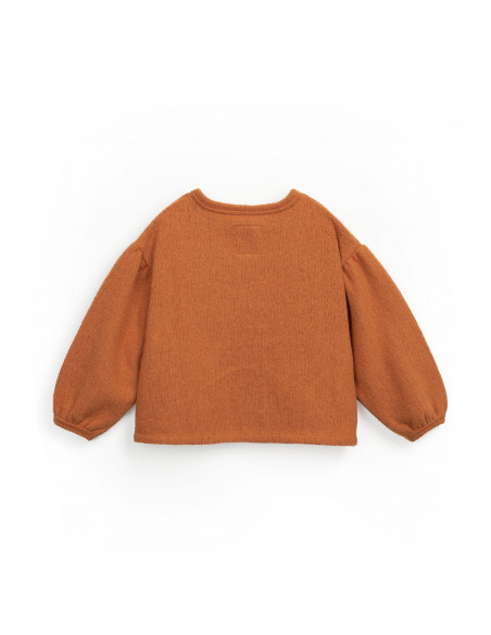 CHAQUETA NIÑA CON BOTONES EN PUNTO DE FIBRAS RECICLADAS - COLOR CALDERO