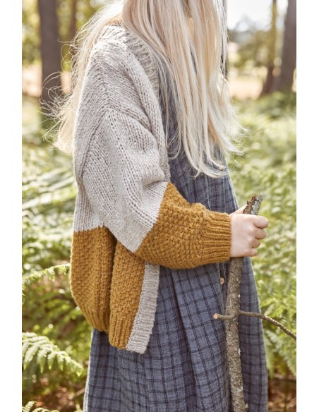 CHAQUETA PUNTO UNISEX CON LANA RECICLADA - VERDE Y GRIS