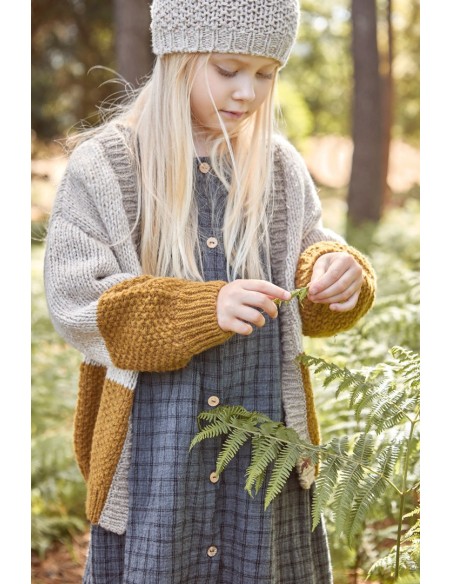 CHAQUETA PUNTO UNISEX CON LANA RECICLADA - VERDE Y GRIS