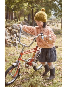 PANTALÓN CORTO NIÑA DE TEJIDO CUADROS VICHY DE ALGODÓN...