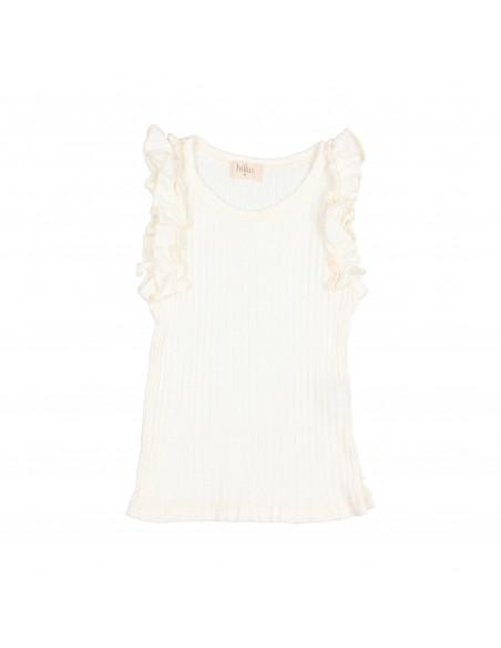 CAMISETA NIÑA RIB RUFFLE ECRU