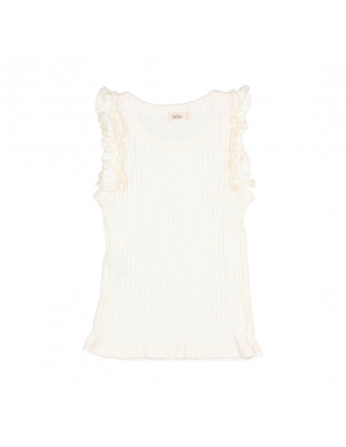 CAMISETA NIÑA RIB RUFFLE ECRU
