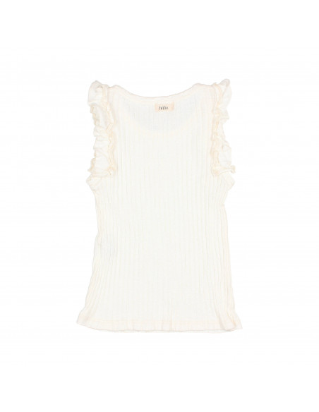 CAMISETA NIÑA RIB RUFFLE ECRU