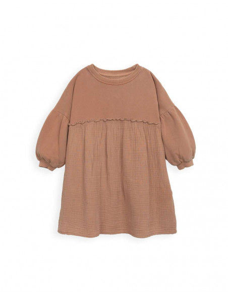 VESTIDO NIÑA TEJIDOS COMBINADOS ALGODÓN ORGÁNICO - CALDERO