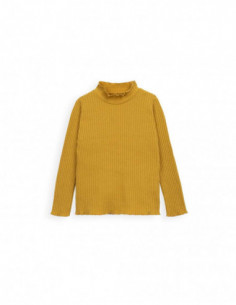 CAMISETA NIÑA CANALÉ CON ALGODÓN RECICLADO - MOSTAZA