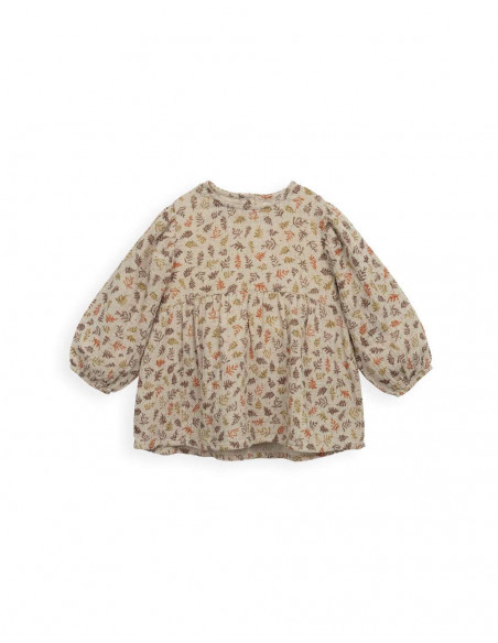 BLUSA NIÑA ALGODÓN ORGÁNICO - ESTAMPADO HOJAS