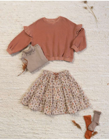 FALDA NIÑA ALGODÓN ORGÁNICO - ESTAMPADO HOJAS