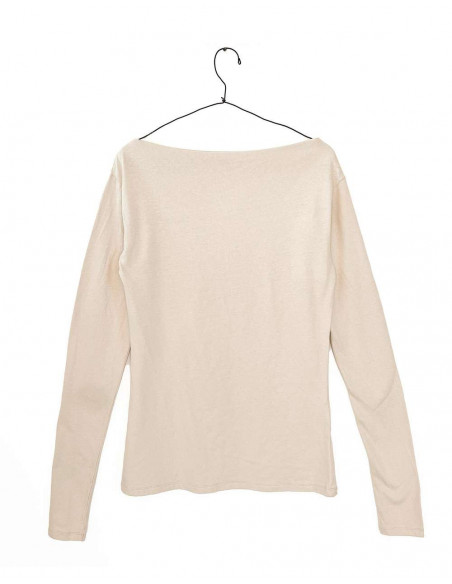 CAMISETA MUJER MANGA LARGA CON ALGODÓN ORGÁNICO Y ALGODÓN RECICLADO - BEIGE