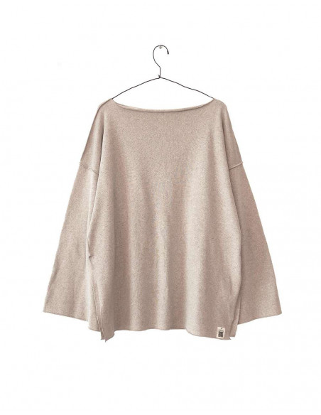 JERSEY MUJER MANGA LARGA DE PUNTO CON ALGODÓN RECICLADO - GRIS NATURAL