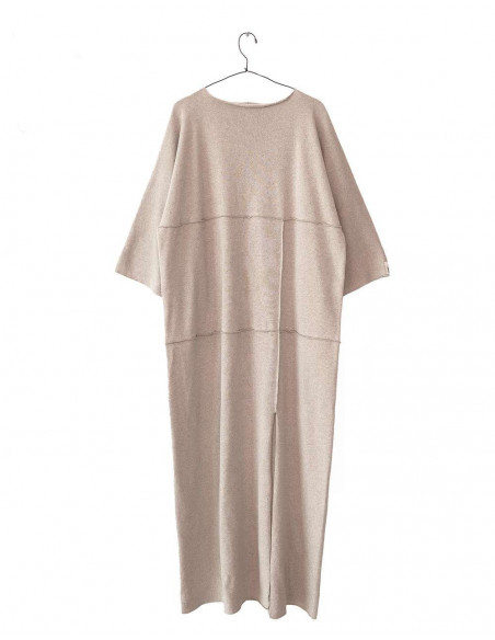 VESTIDO MUJER DE PUNTO CON ALGODÓN RECICLADO - GRIS NATURAL