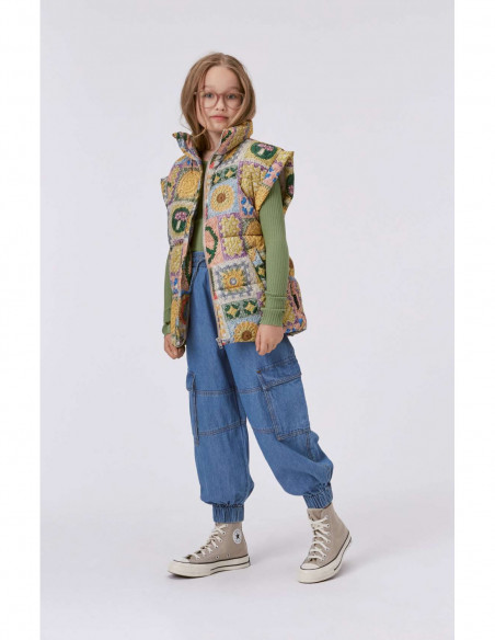 CAMISETA NIÑA DE MANGA LARGA CANALÉ DE ALGODÓN ORGÁNICO - ROCHELLE VERDE