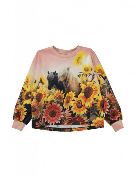 CAMISETA MANGA LARGA DE NIÑA EN ALGODÓN ORGÁNICO - RENIZA PONY SUNFLOWERS