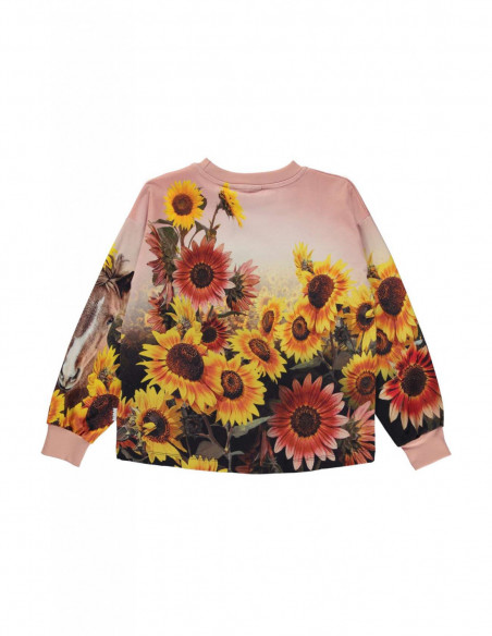 CAMISETA MANGA LARGA DE NIÑA EN ALGODÓN ORGÁNICO - RENIZA PONY SUNFLOWERS
