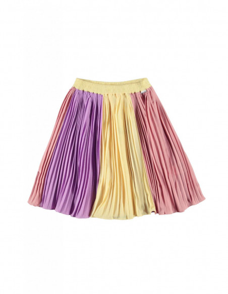 FALDA MIDI NIÑA PLISADA, COLORES MORADO, ROSA Y AMARILLO - BESS