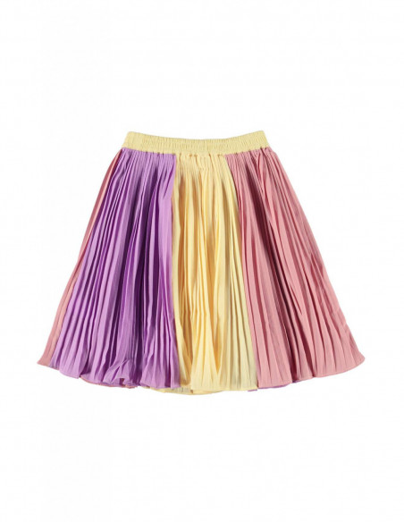 FALDA MIDI NIÑA PLISADA, COLORES MORADO, ROSA Y AMARILLO - BESS