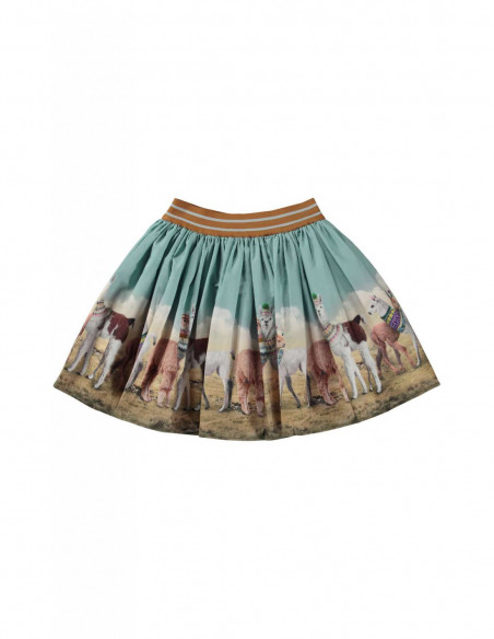 FALDA NIÑA DE ALGODÓN Y ESTAMPADO LLAMAS - BRENDA