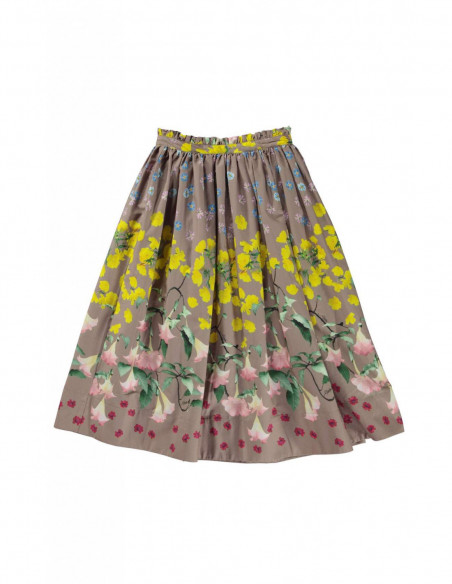 MAXI FALDA NIÑA DE ALGODÓN ORGÁNICO ESTAMPADO FLORES - BRISA