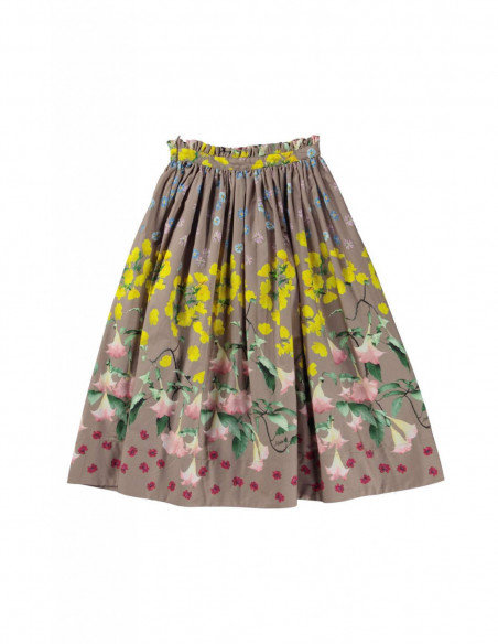 MAXI FALDA NIÑA DE ALGODÓN ORGÁNICO ESTAMPADO FLORES - BRISA