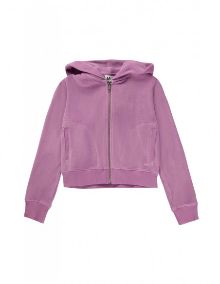 SUDADERA NIÑA CON CAPUCHA Y CREMALLERA - MILLA PURPLE RAY