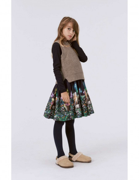 CHALECO DE NIÑA EN PUNTO DE LANA - GILBERTE MOTH GREY