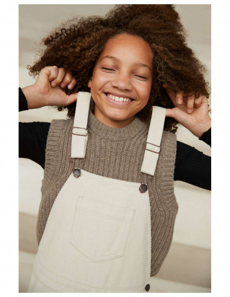 CHALECO DE NIÑA EN PUNTO DE LANA - GILBERTE MOTH GREY